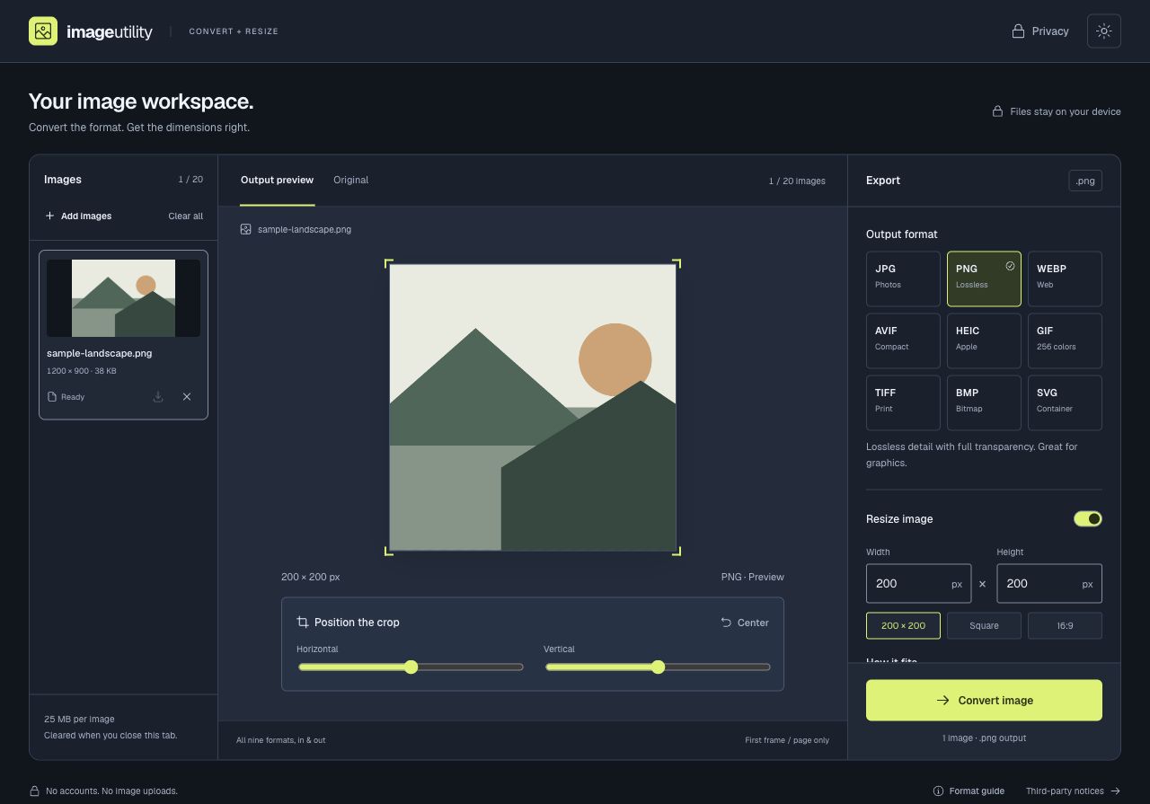 Image Utility application preview
